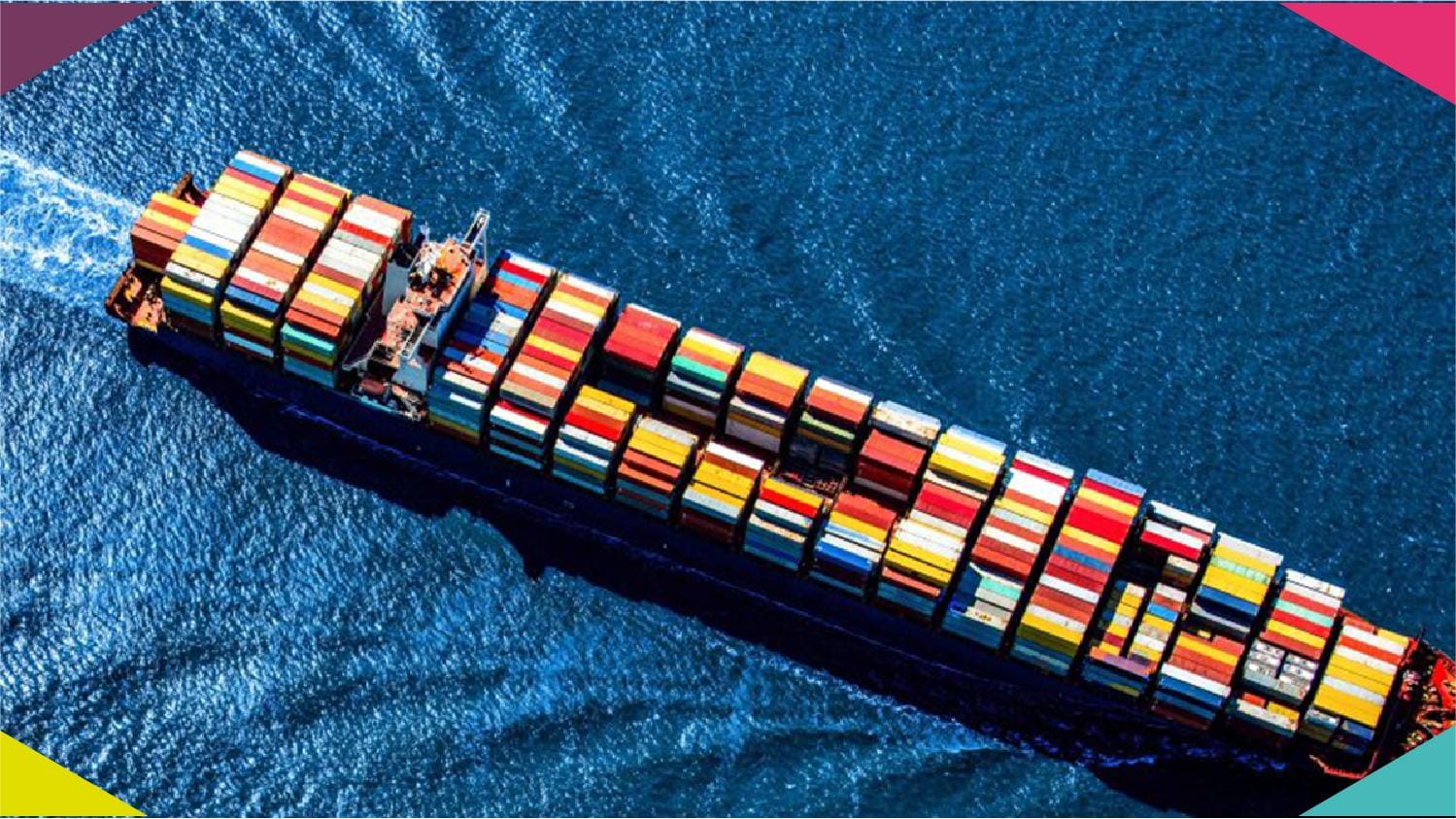 A large container ship carrying full container loads from China to global Amazon warehouses