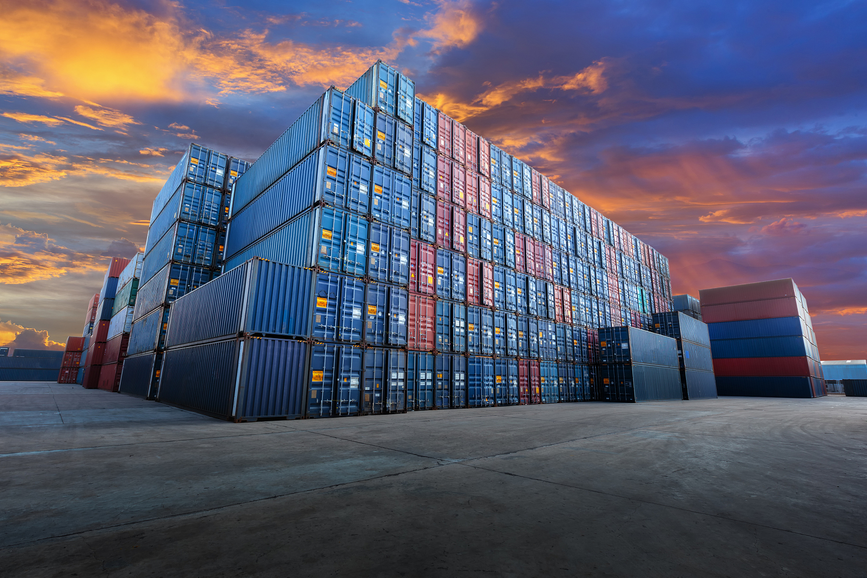 Warehouse workers preparing cargo for door to door delivery