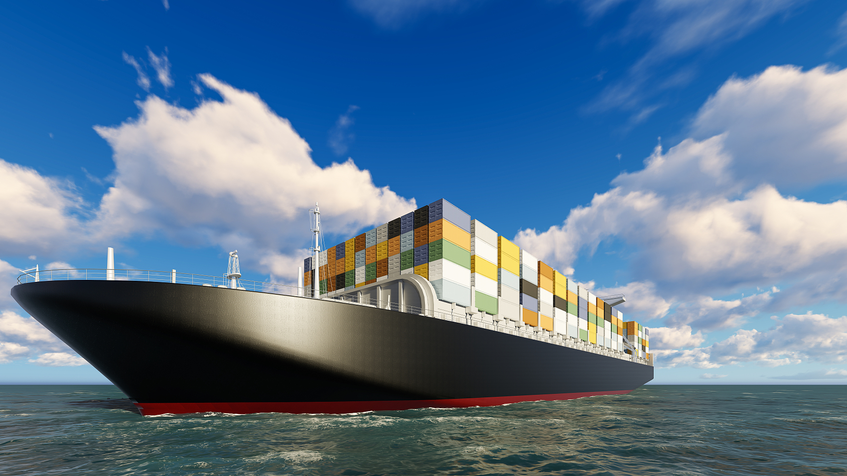 Full container load vessel at sea heading to Mexico