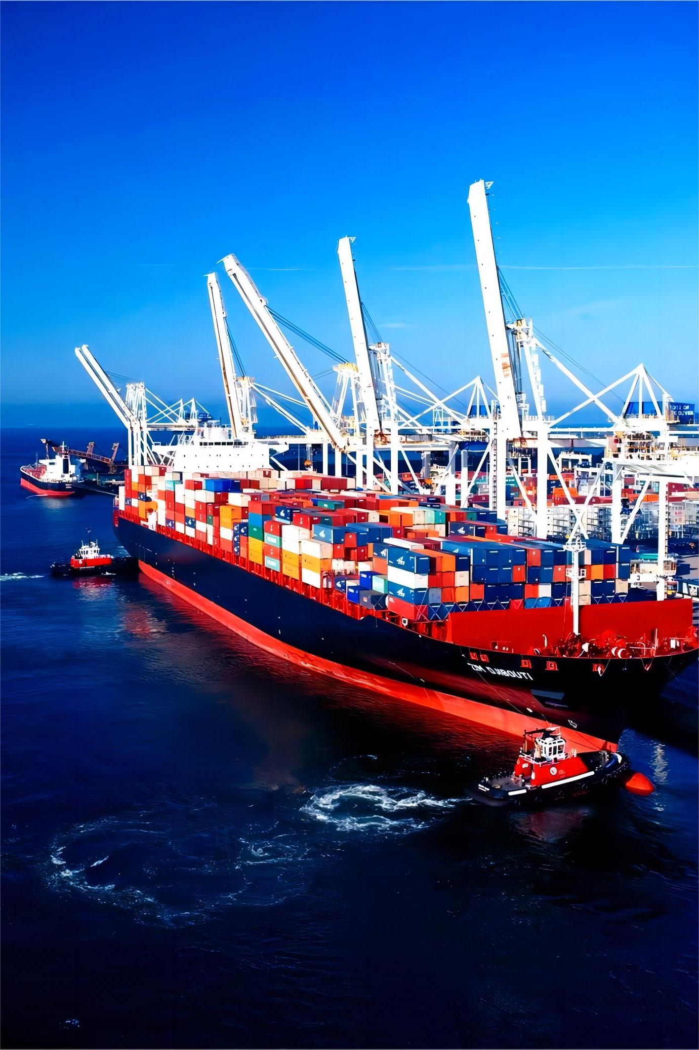 Comparison of sea air and rail freight containers in a shipping yard