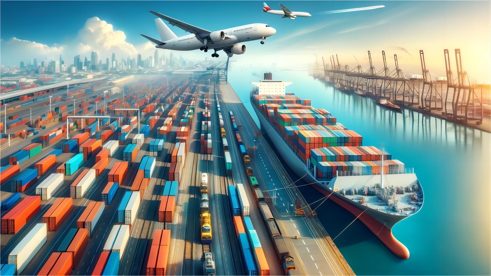 Container ship transporting goods from China to Italian ports