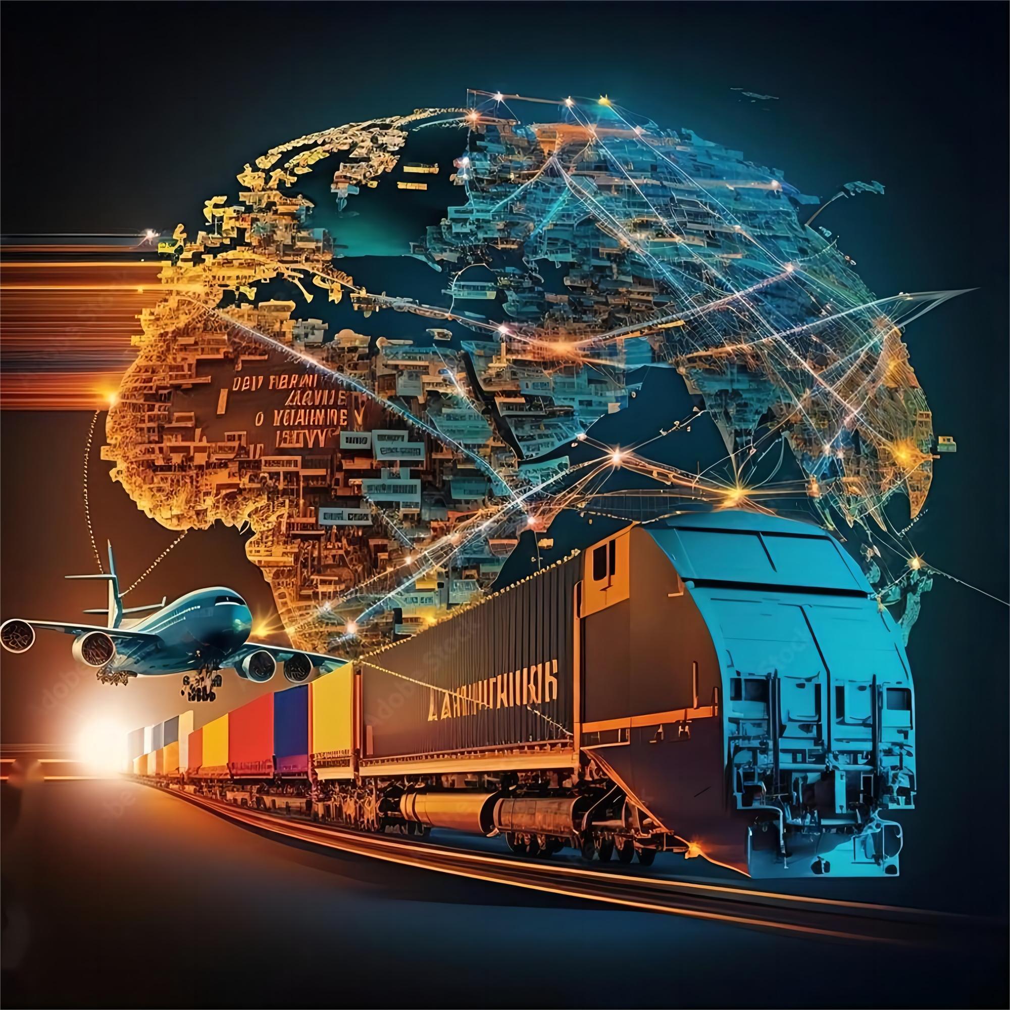 Air freight cargo plane being loaded with business goods