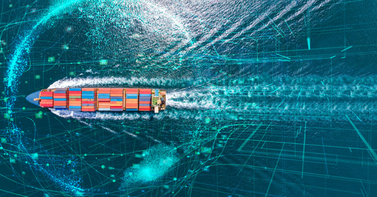 A large container ship loaded with FCL cargo departing a Chinese port